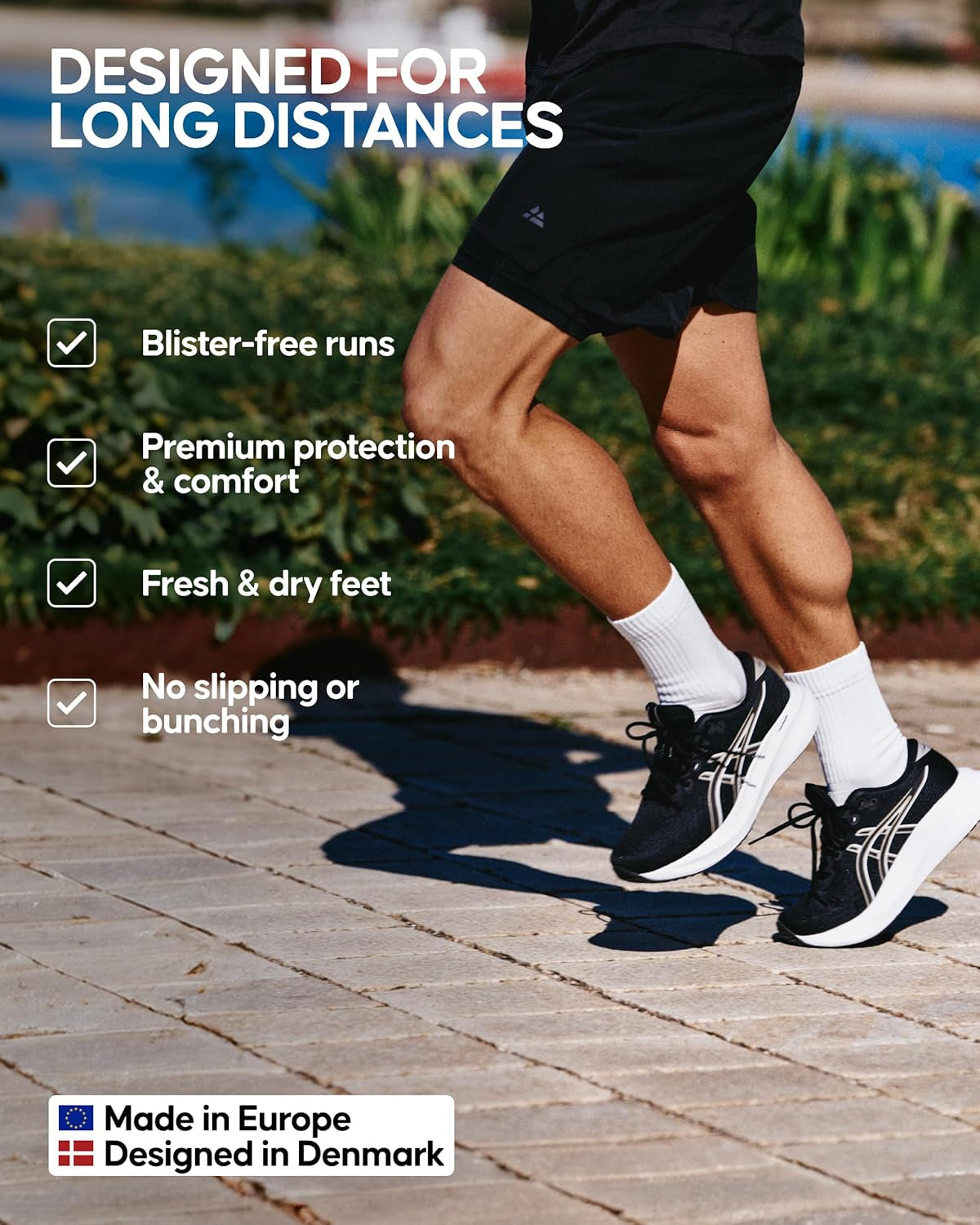 Running Socks, Crew Length, anti Blister, 3 & 5-Pack